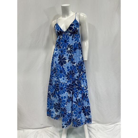 Faithfull The Brand 'Wilonna' Blue Cotton Midi Dress Size XS - Picture 2 of 5